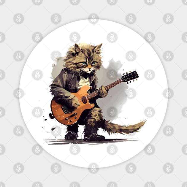 Maine Coon Cat Playing Guitar Magnet by Graceful Designs